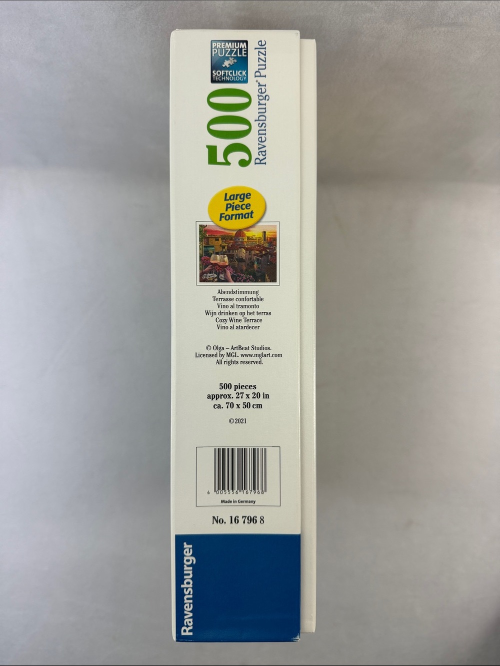 Ravensburger 500-Piece Sunset Terrace Wine Glasses Floral Buildings Puzzle - Picture 3 of 7